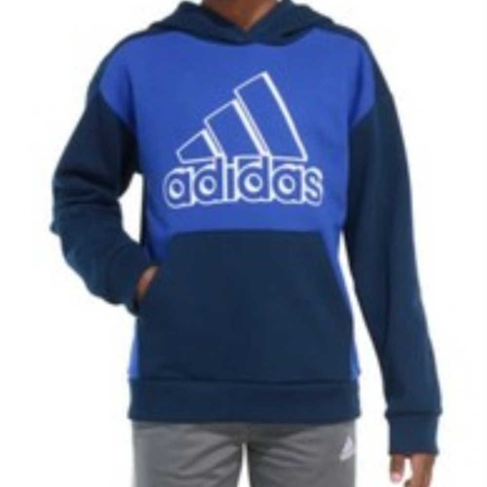 Adidas New Size 14/16 L  Kids Blue Hoodie